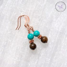 Bronzite & Turquoise Copper Earrings